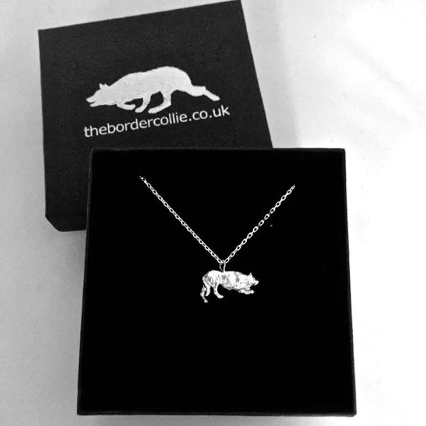 Sterling Silver Border Collie Necklace