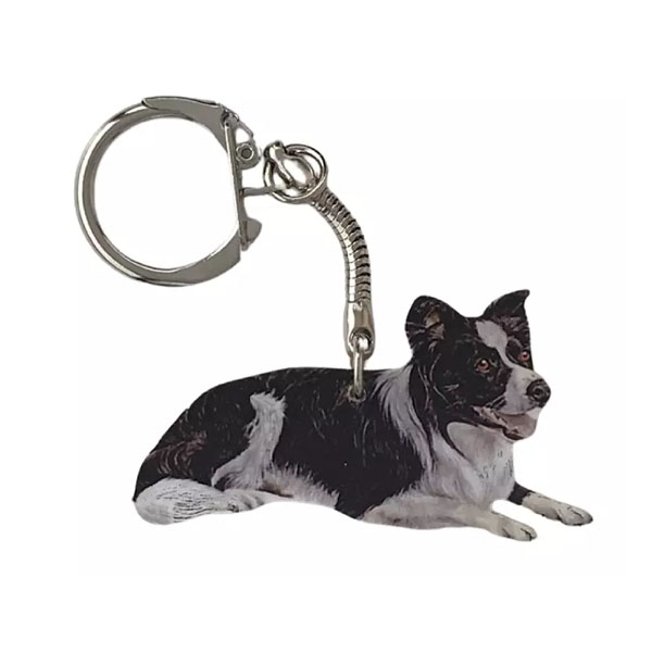 Lying Border Collie Keyring