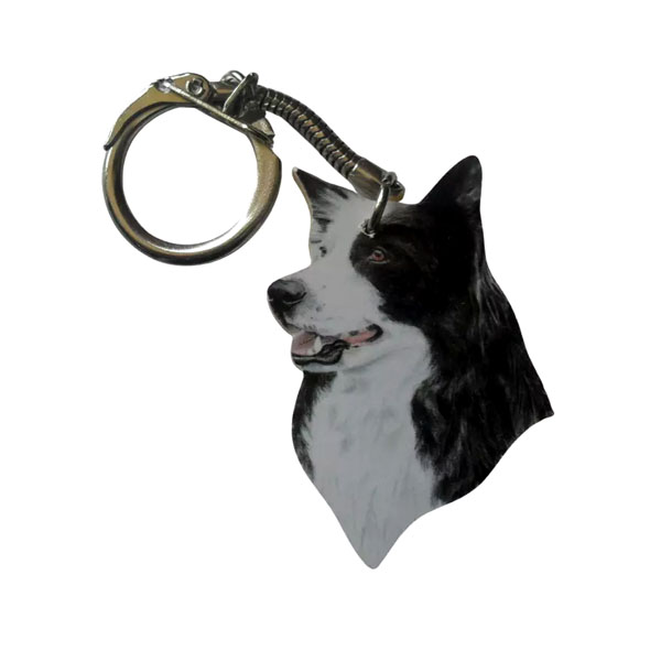 Border Collie Head Keyring