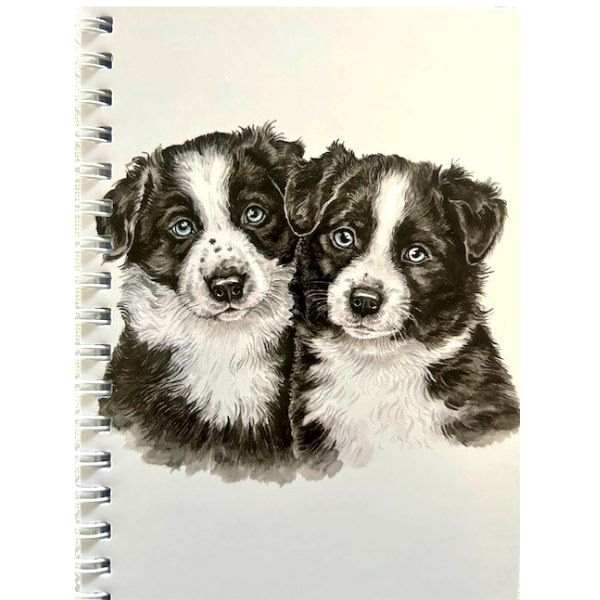 Border Collie Pups A6 Notebook