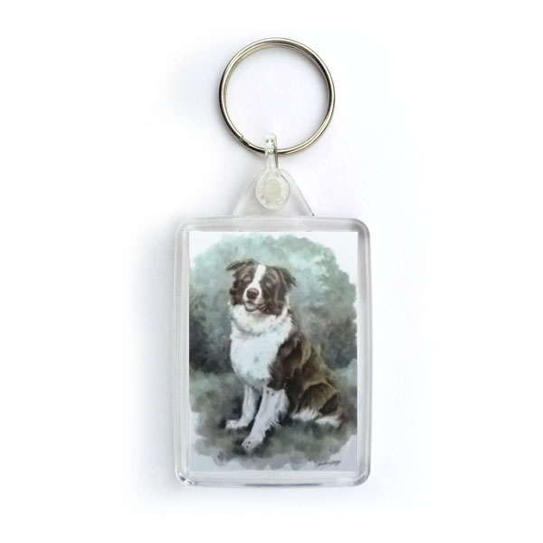 Red & White Collie Keyring