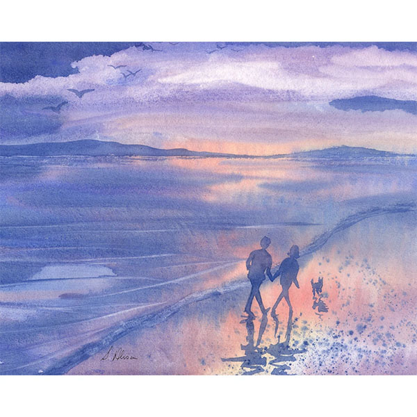 Strolling Along The Beach Print 10'' x 8''