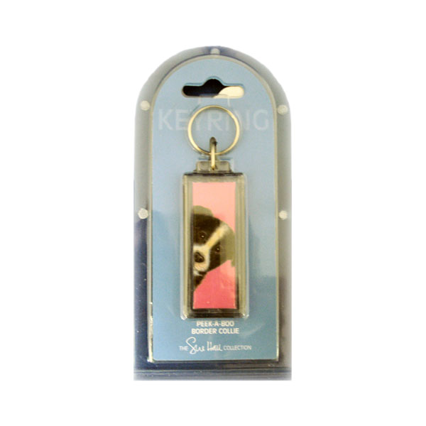 Peek A Boo Border Collie Keyring