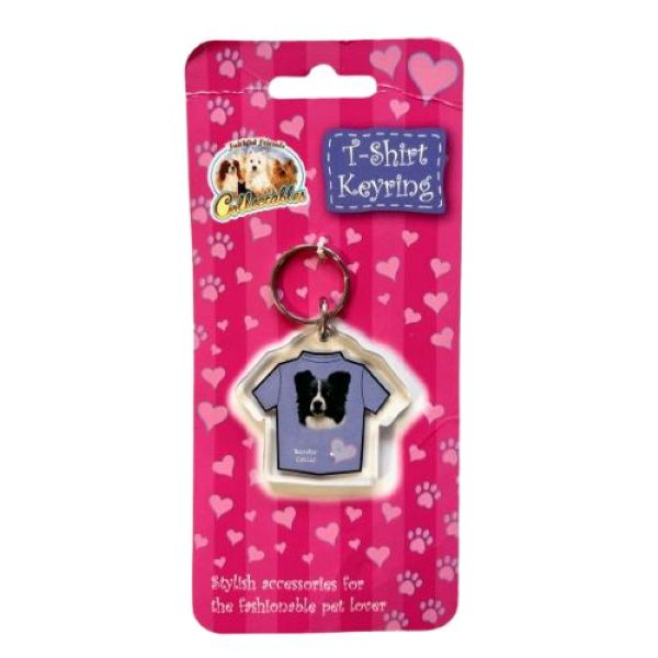 T Shirt Border Collie Keyring Lilac